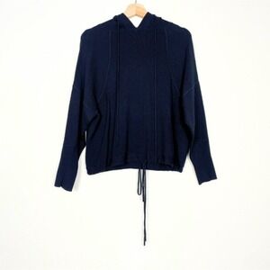 Judy Turner‎ Black Hooded Drawstring Knit Sweater Size Large